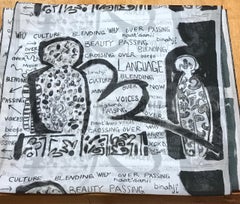 Crossing Over, black white scarf Melanie Yazzie Native American Navajo chiffon