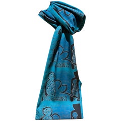 Crossing Over, scarf Melanie Yazzie Navajo wearable art new Teal black language