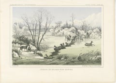 Crossing the Hellgate River in Winter, Montana - Historic 19th-Century Litho