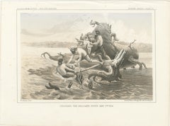 Crossing the Hellgate River - May 5th, 1854 - Dramatic Lithograph Published 1856