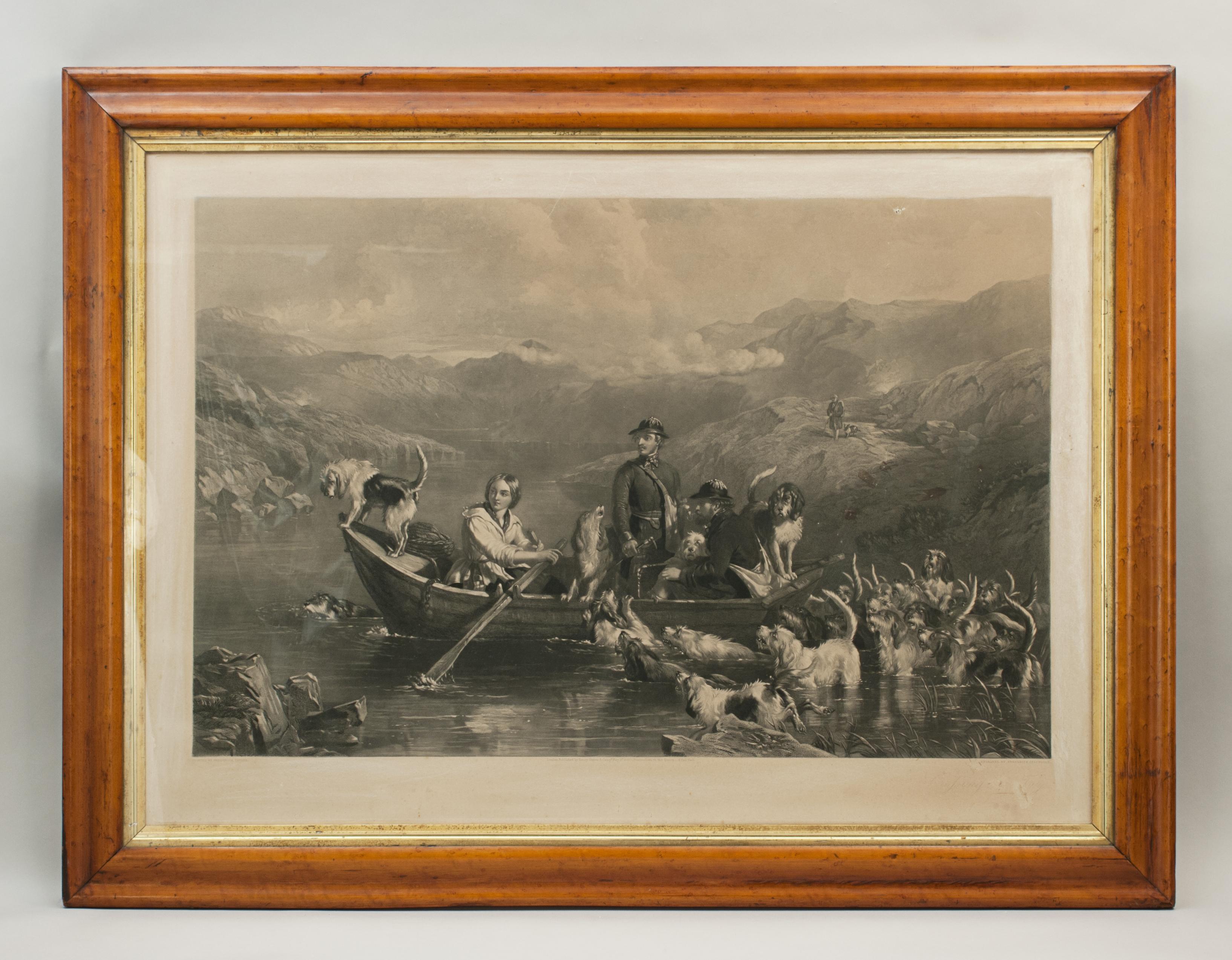 Crossing The Tay, Antique Otter Hunting Engraving, Southern Highlands 7