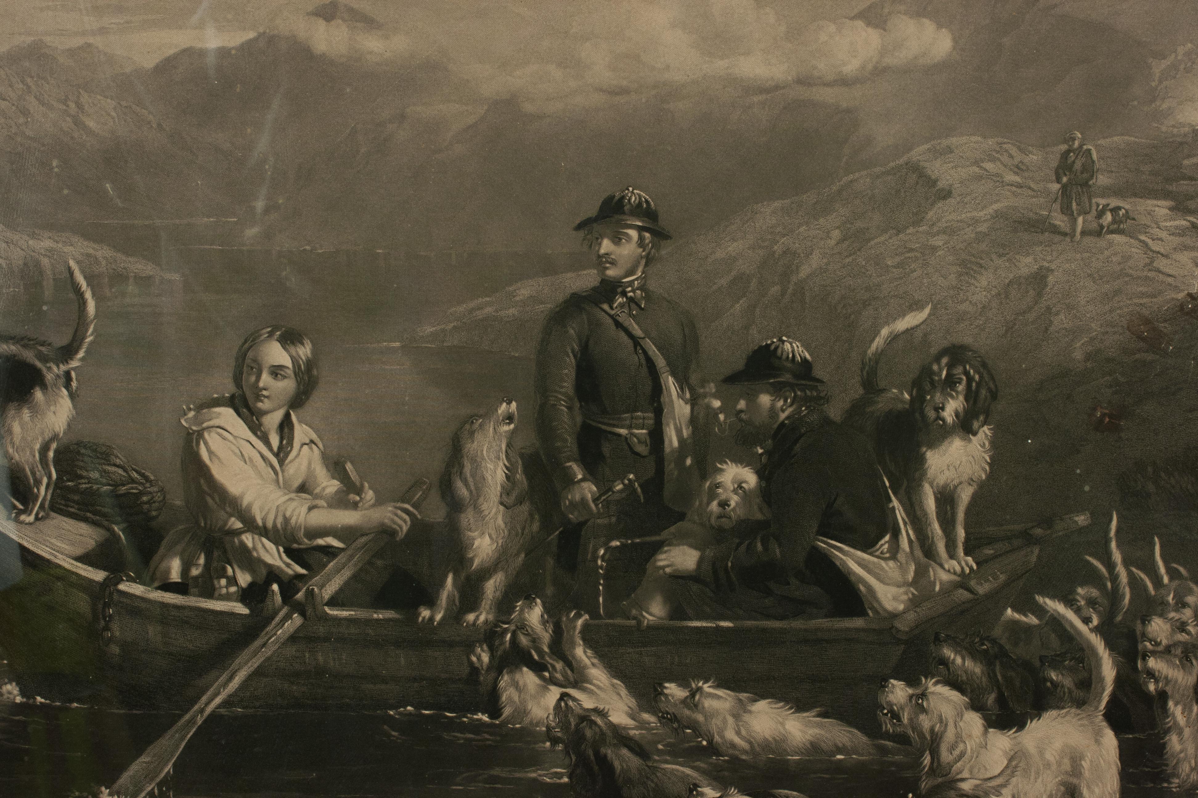 British Crossing The Tay, Antique Otter Hunting Engraving, Southern Highlands