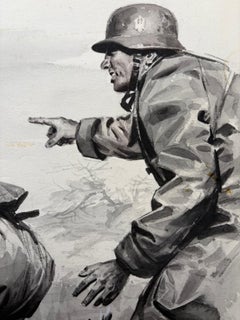 “Crossing Under Fire” 1953 Original Gouache & Ink Illustration by Charles Burki
