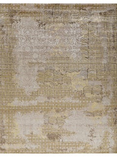 CROSSLYN Hand Knotted Rug in Sand, Gold & Teal Colours by Hands