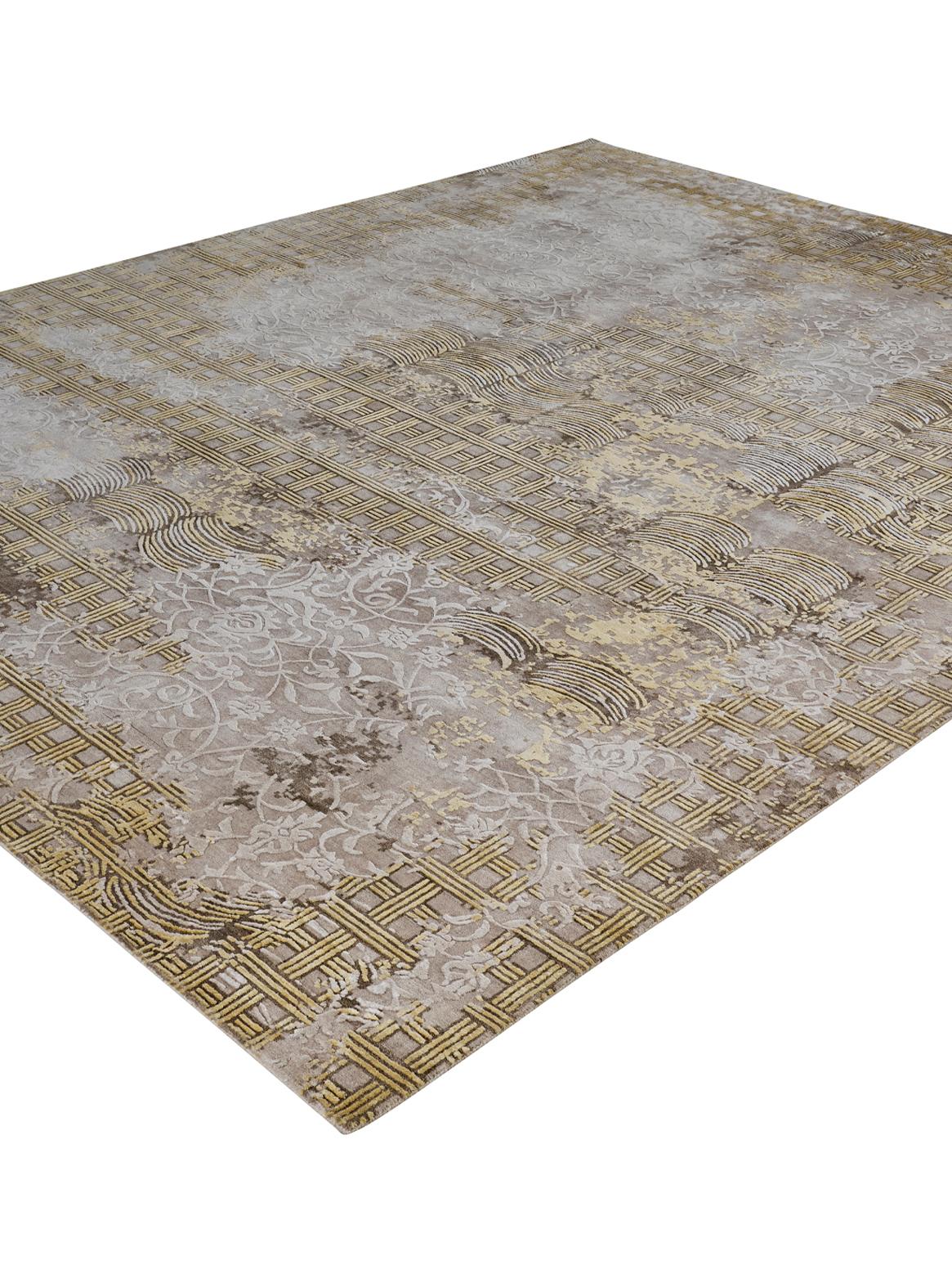 Hand-Knotted CROSSLYN Hand Knotted Rug in Sand, Gold & Teal Colours by Hands For Sale