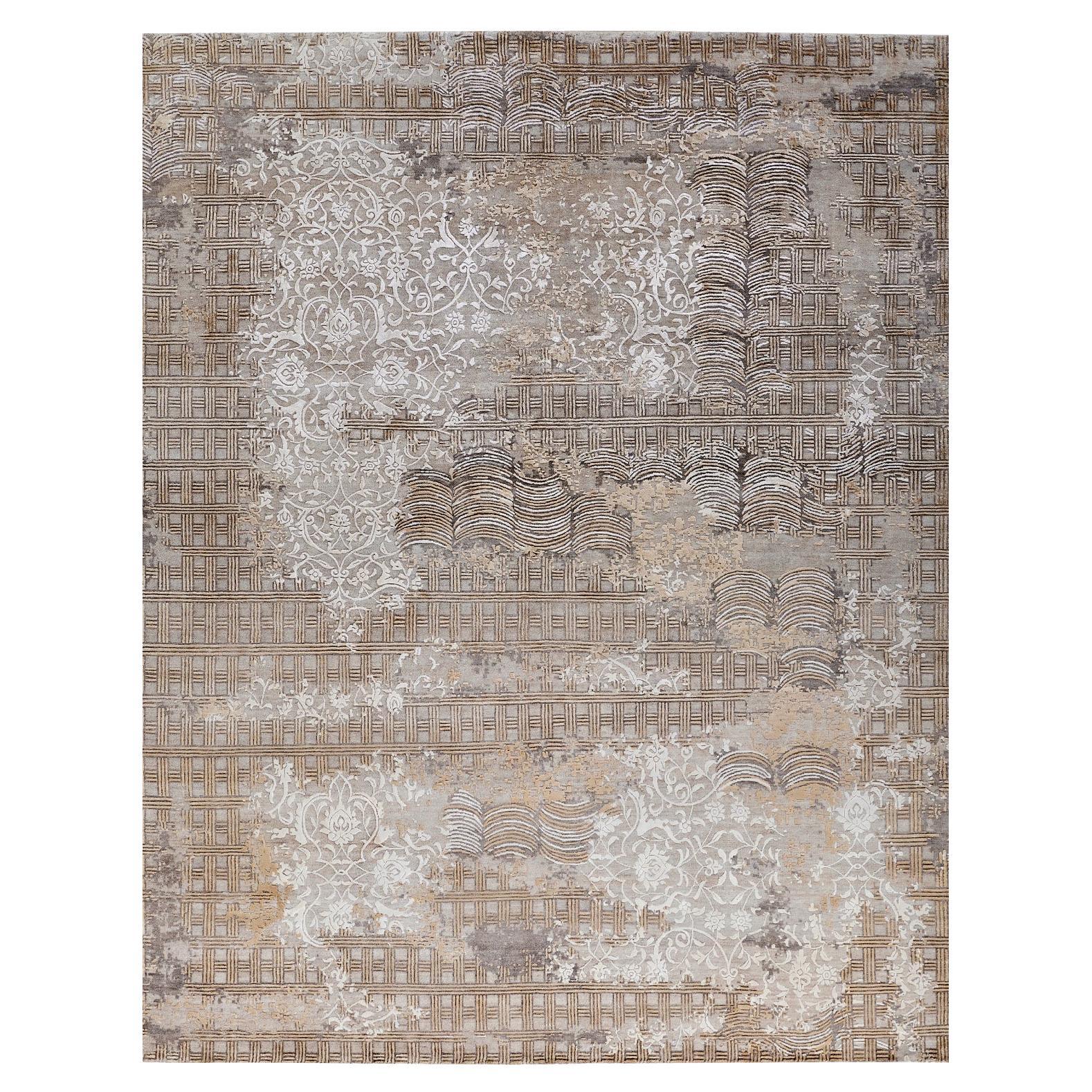 CROSSLYN Hand Knotted Rug in Sand, Gold & Teal Colours by Hands