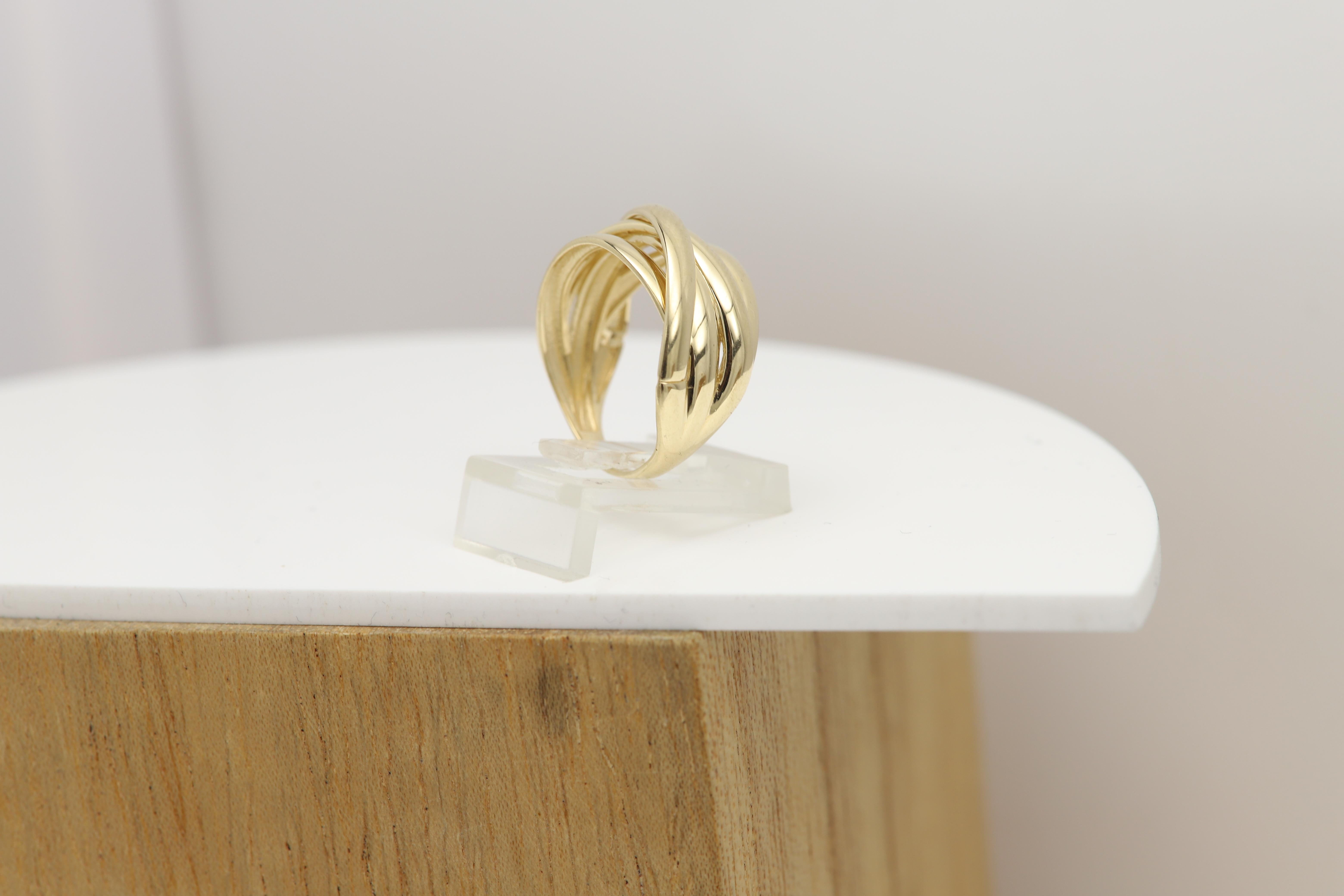 Donna Anello crossover in oro 14 carati Band in oro giallo crossover design in vendita