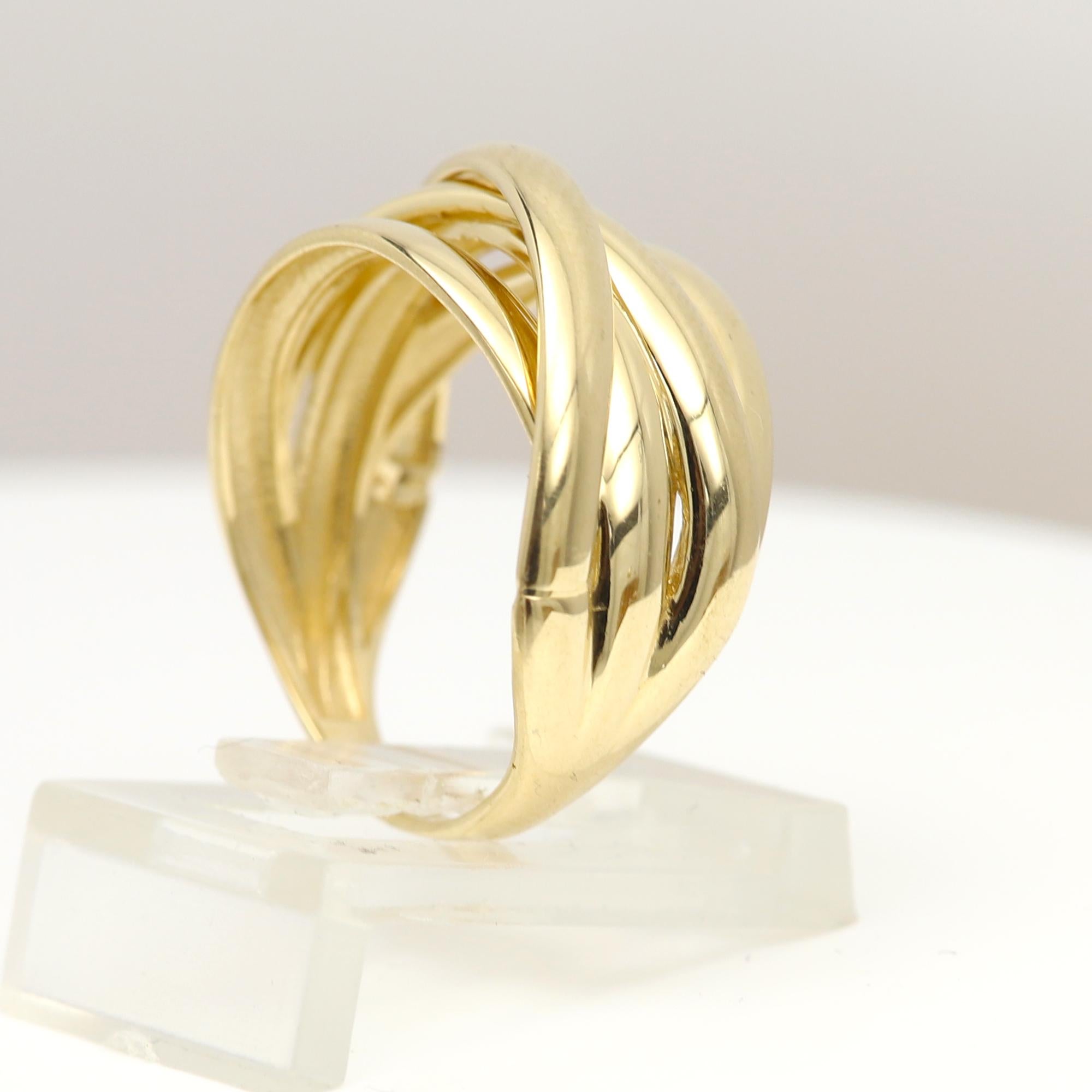 Anello crossover in oro 14 carati Band in oro giallo crossover design in vendita 5