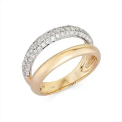 Crossover Band Diamond 14K (oder 18k auf Anfrage) Gelbgold Open Wrap Ring