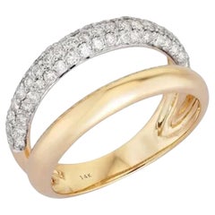 Crossover Band Diamond 14K (oder 18k auf Anfrage) Gelbgold Open Wrap Ring