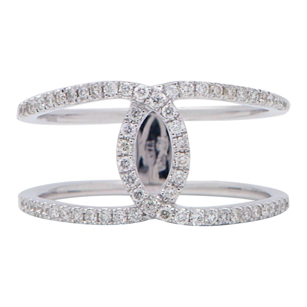 Crossover Band Diamond Ring For Sale