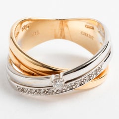 Crossover Band Pave Diamond Set Ring, 14 Karat 2 Colored Gold, H/M London 2019