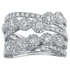 Crossover Bridge Multi Row 1.53 Carat Diamond White Gold Cocktail Ring
