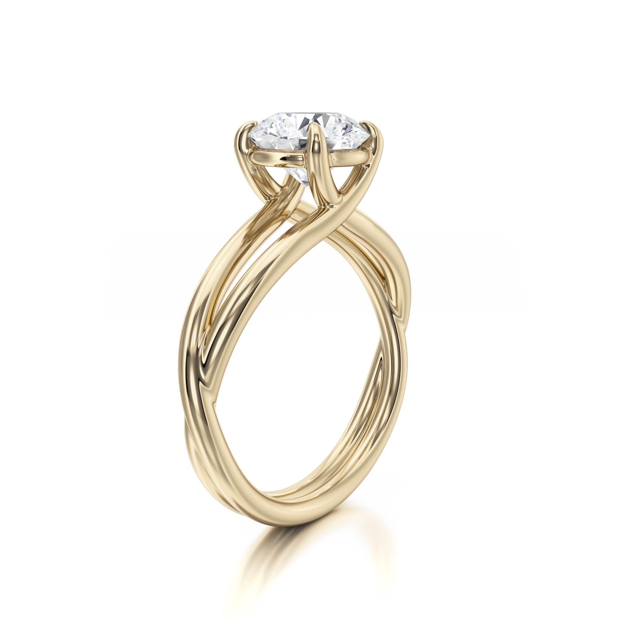 Crossover Diamond Solitaire Engagement Ring 10