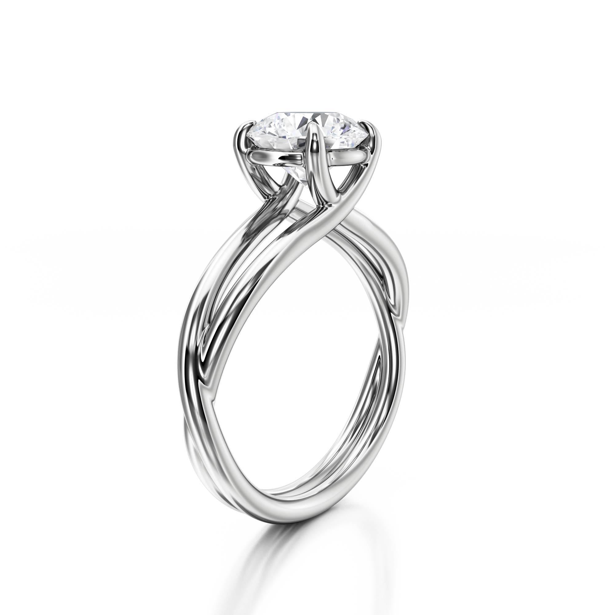 Crossover Diamond Solitaire Engagement Ring 2