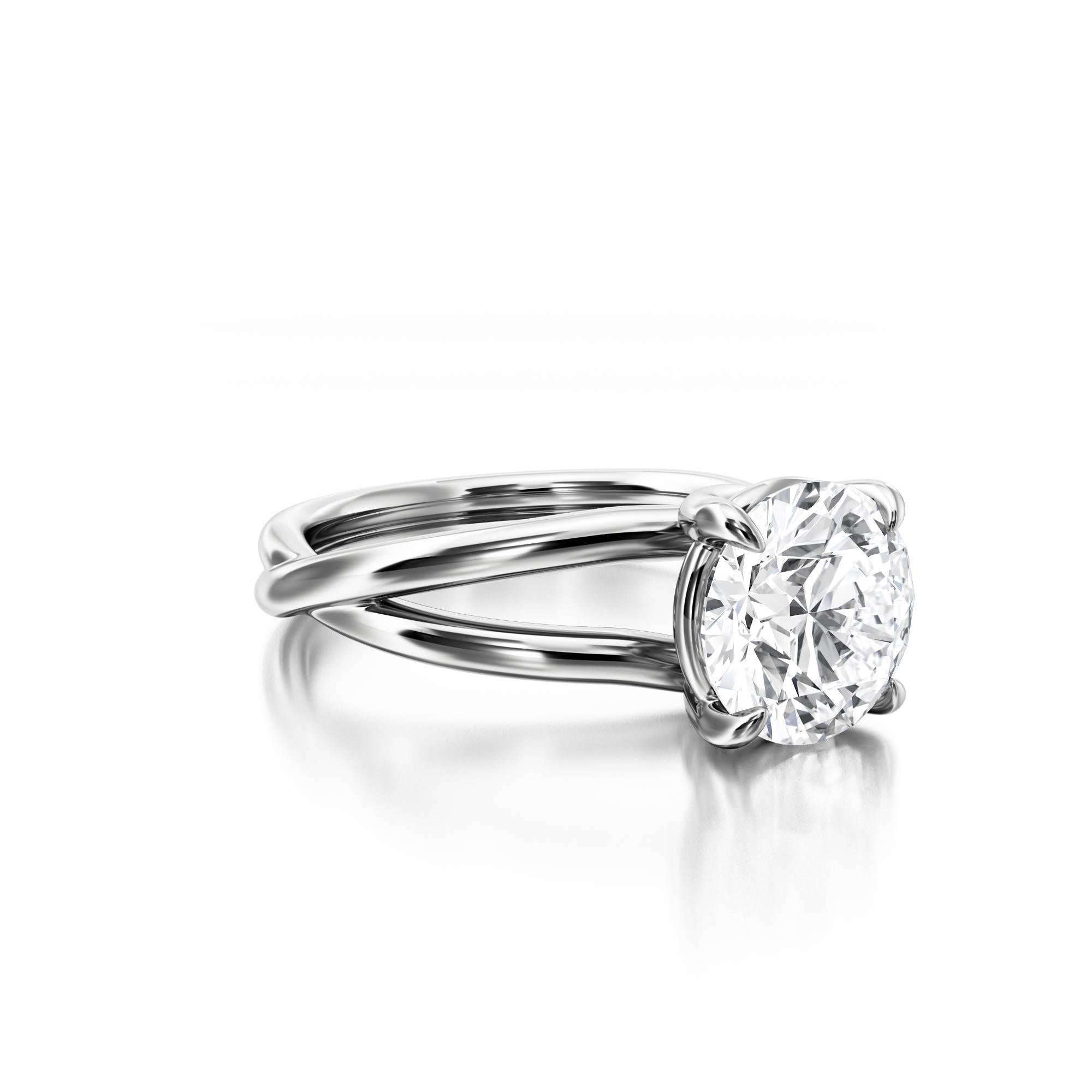 Crossover Diamond Solitaire Engagement Ring 3