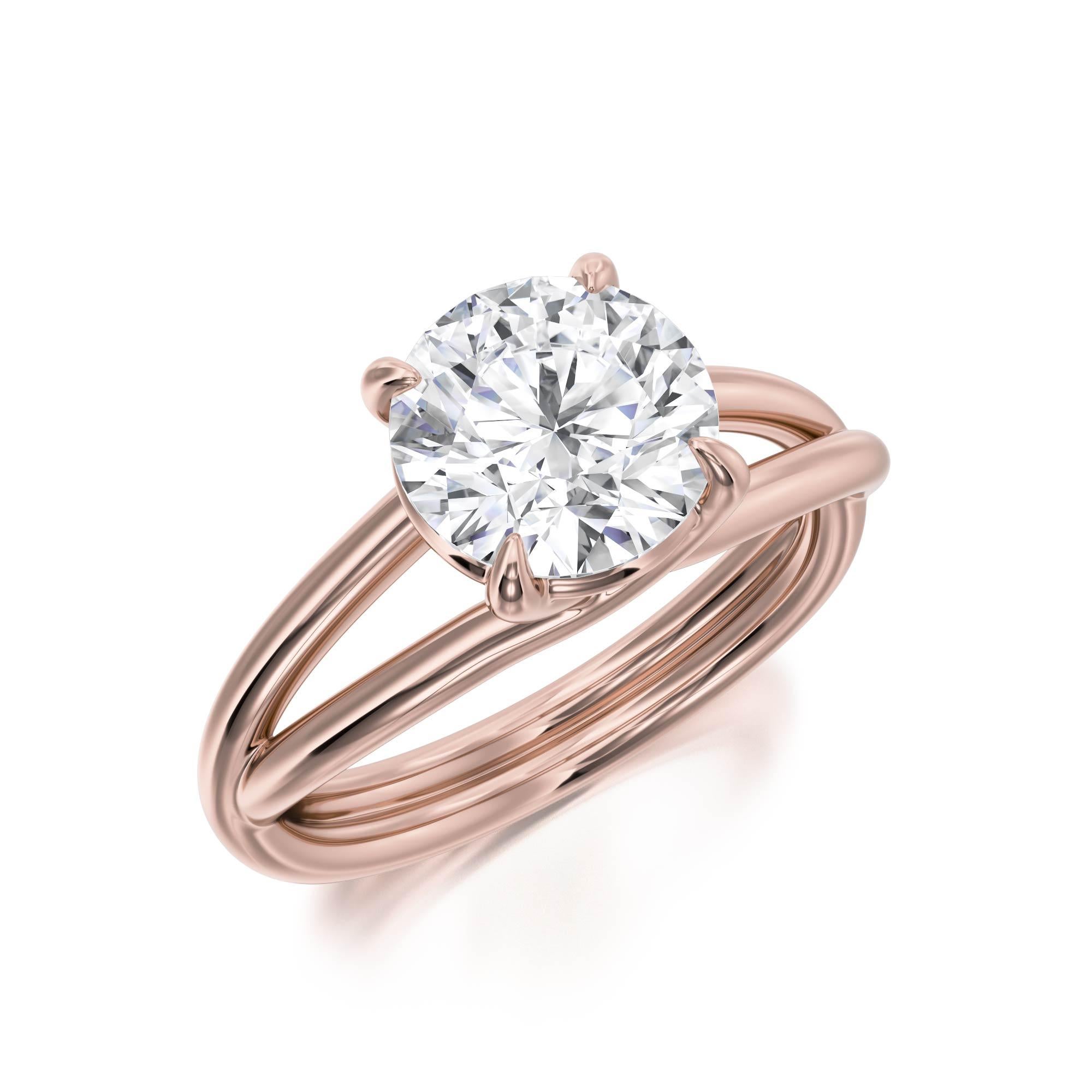 Crossover Diamond Solitaire Engagement Ring 5