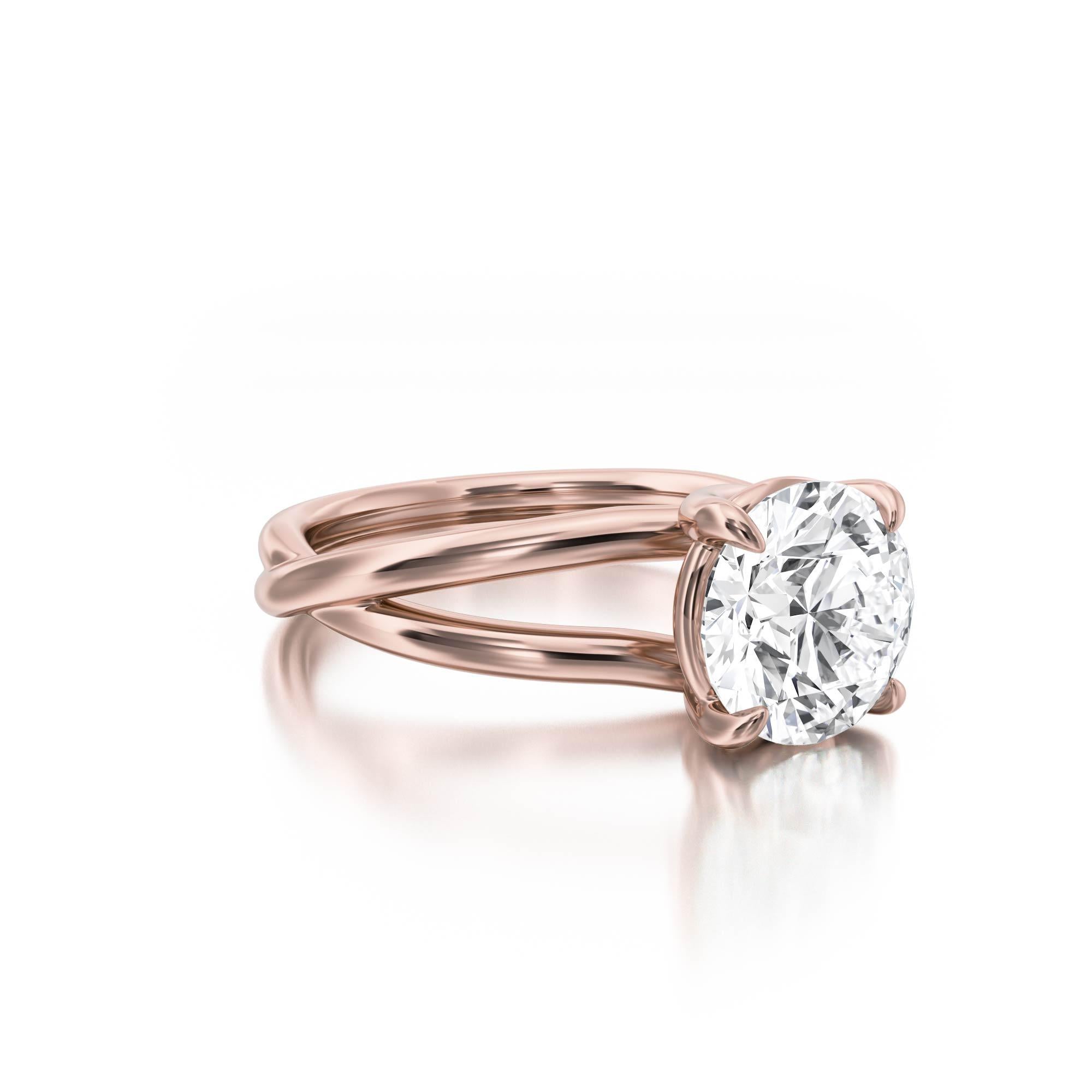 Crossover Diamond Solitaire Engagement Ring 7