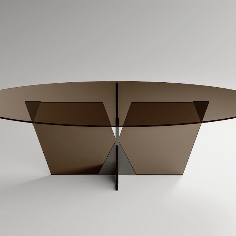 Italian Crossover Glass Dining Table, Designed by Massimo Castagna, Made in Italy For Sale