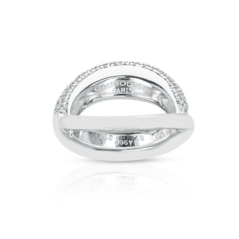 Women's or Men's Crossover Mauboussin Diamond Ring, 18K White