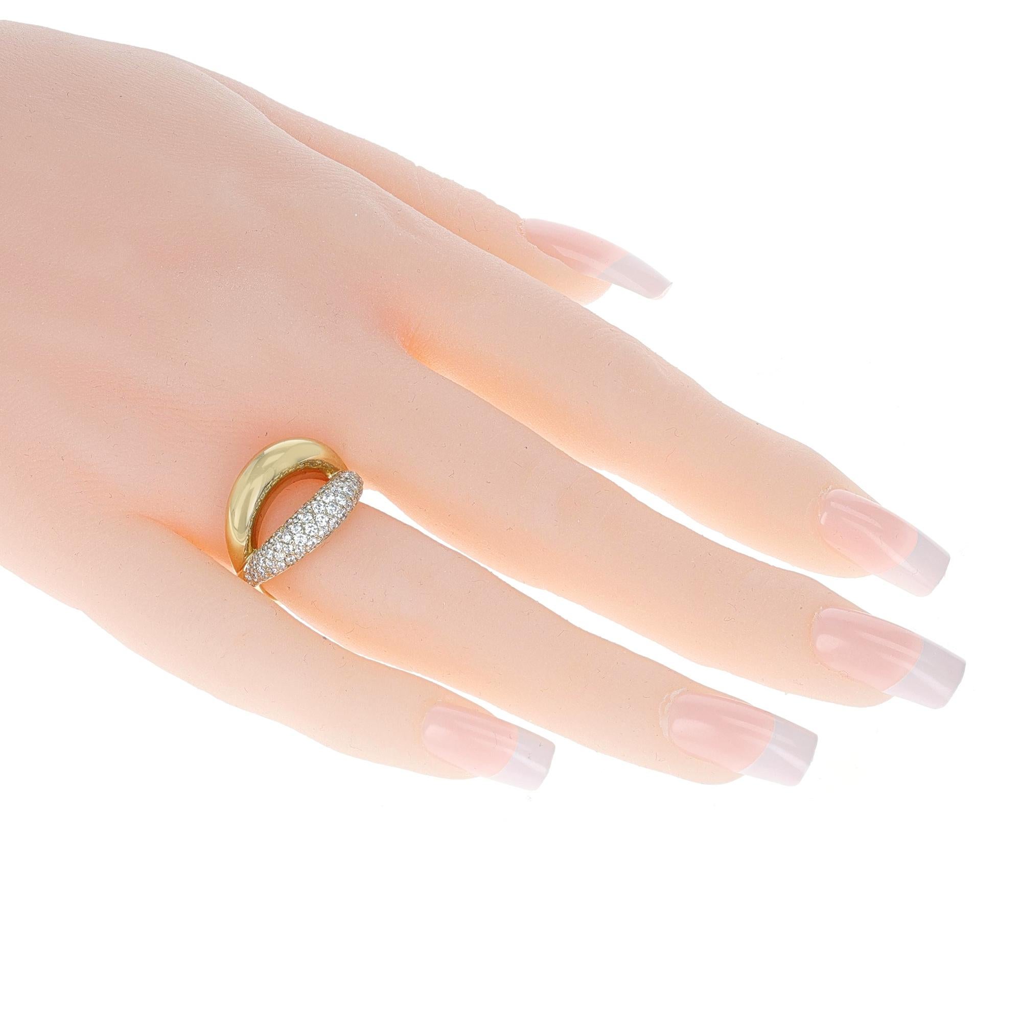 Round Cut Crossover Mauboussin Diamond Ring, 18K Yellow For Sale