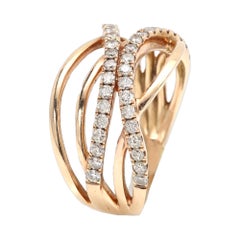 Crossover Ring Natural Diamonds 14 Karat Rose Gold finger size 8