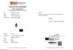 Crossover Ring with 5-Carat Pear-Shaped Emerald and Brilliant-Cut Diamond Ring