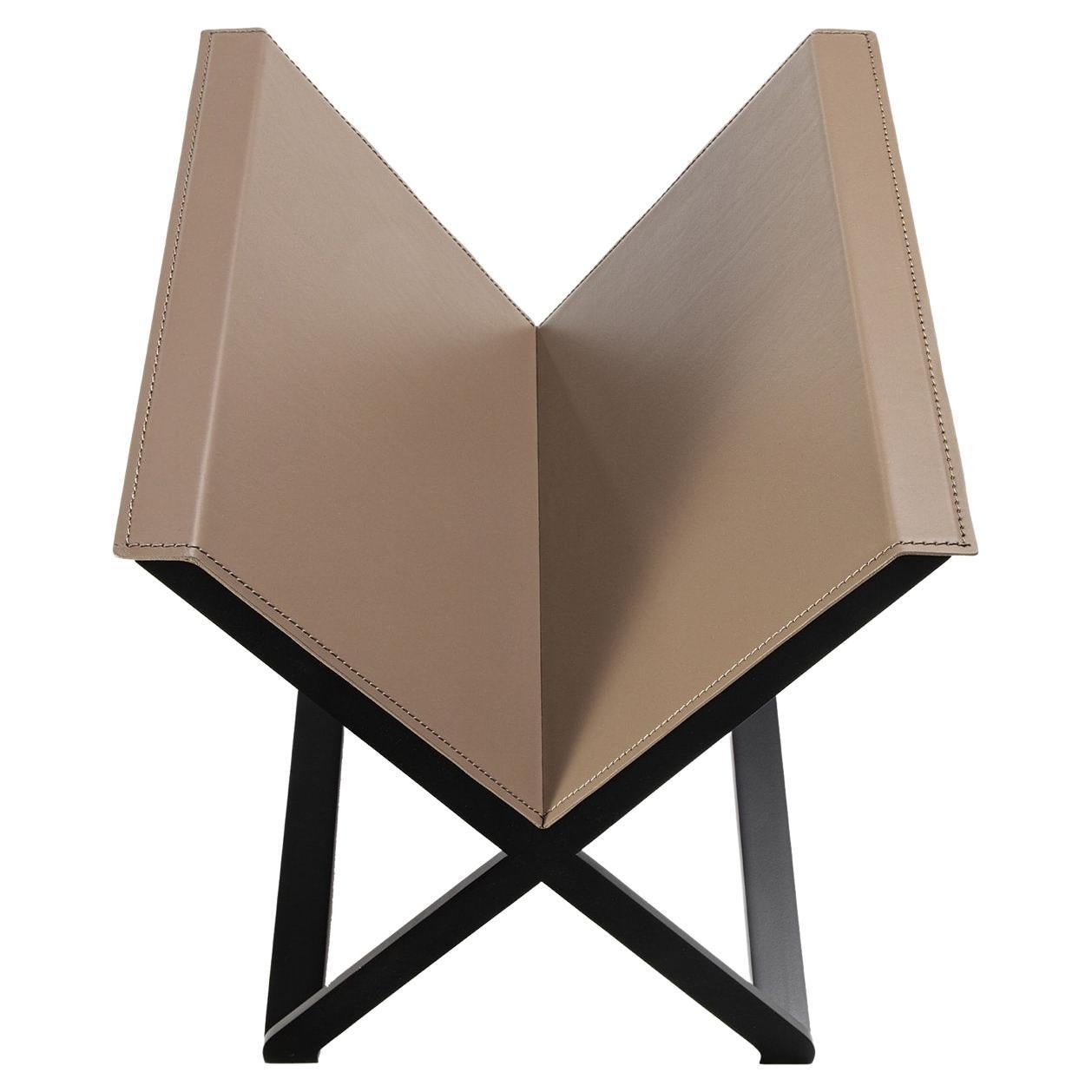 Crossover X-Shaped Taupe Magazine Rack For Sale