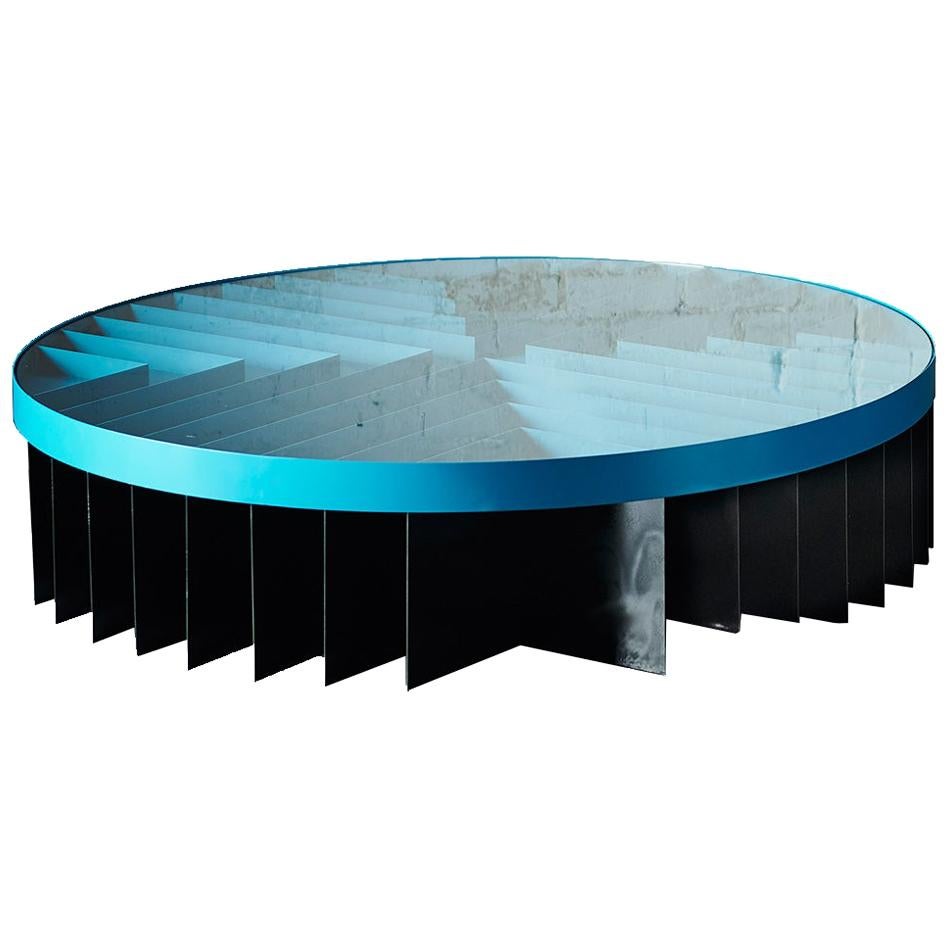Crossroads Contemporary Coffee Table in Aluminum and Glass
