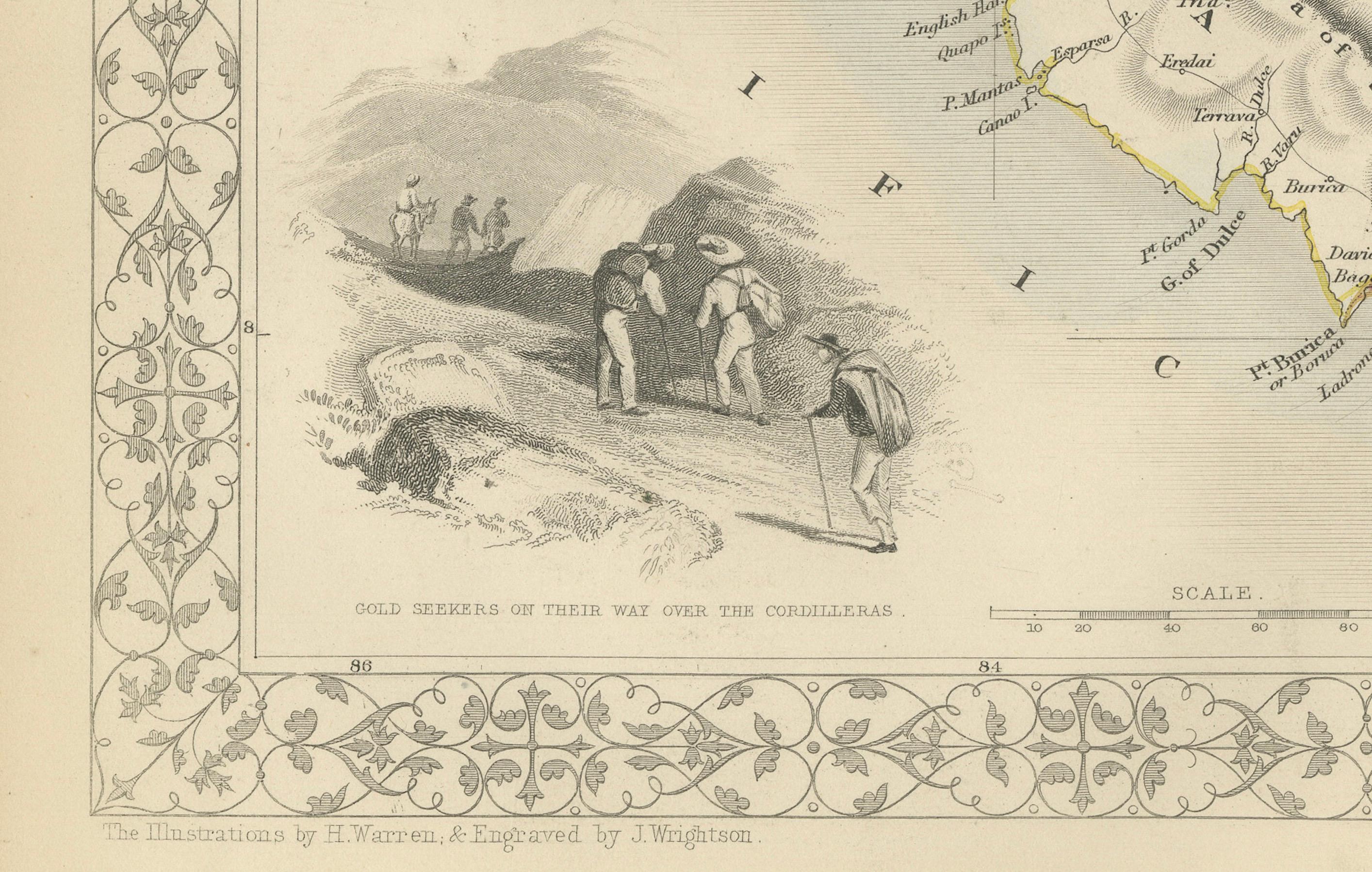 Kreuzungen von Imperien: Eine John Tallis-Karte des Isthmus von Panama, 1851 (Mittleres 19. Jahrhundert) im Angebot