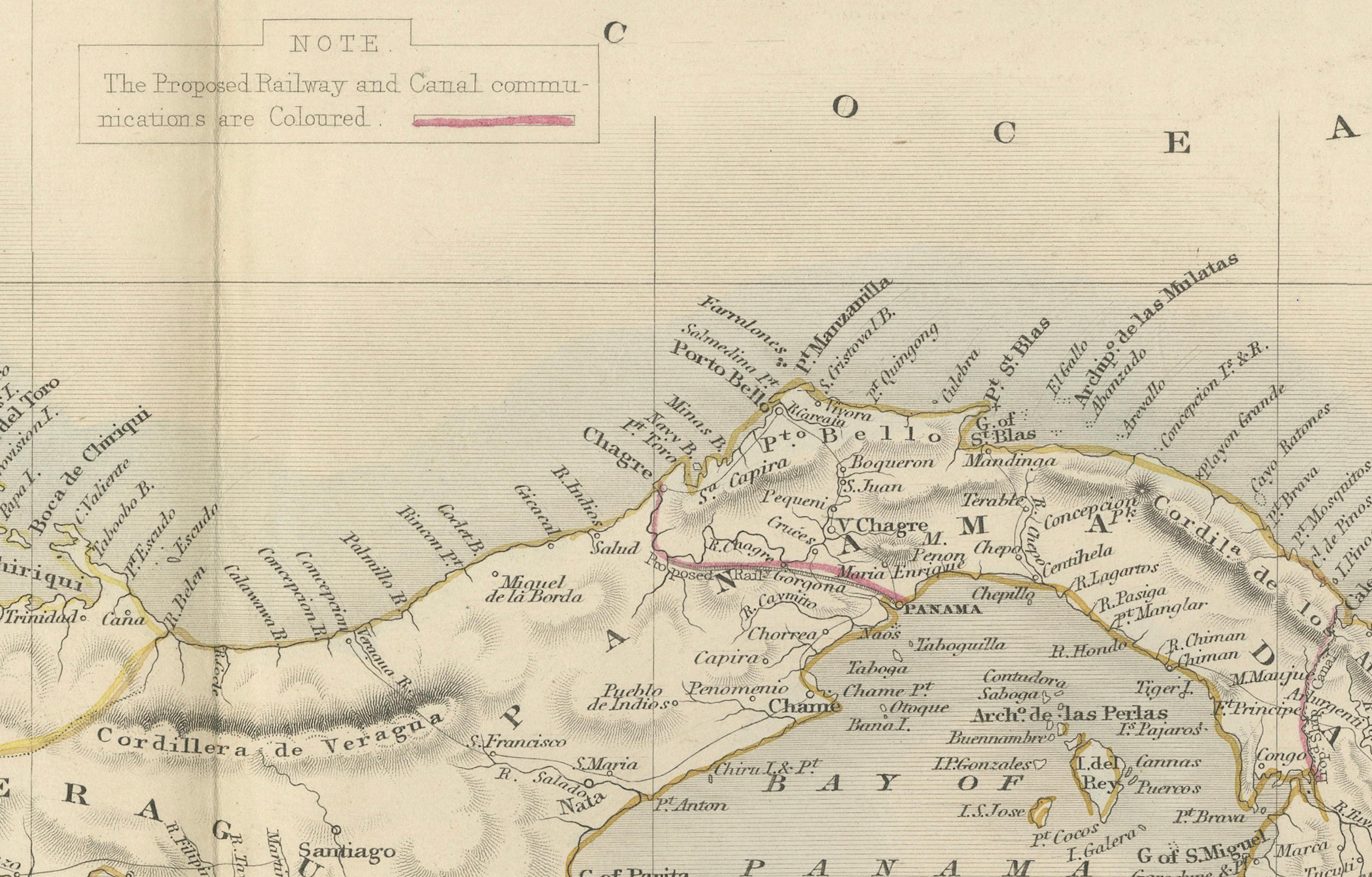 Kreuzungen von Imperien: Eine John Tallis-Karte des Isthmus von Panama, 1851 im Angebot 1
