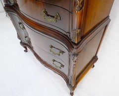Crotch Carved Mahogany 7 Drawers Serpentine Front High Chest Dresser MINT!