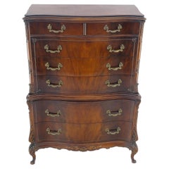 Crotch Carved Mahogany 7 Drawers Serpentine Front High Chest Dresser MINT!
