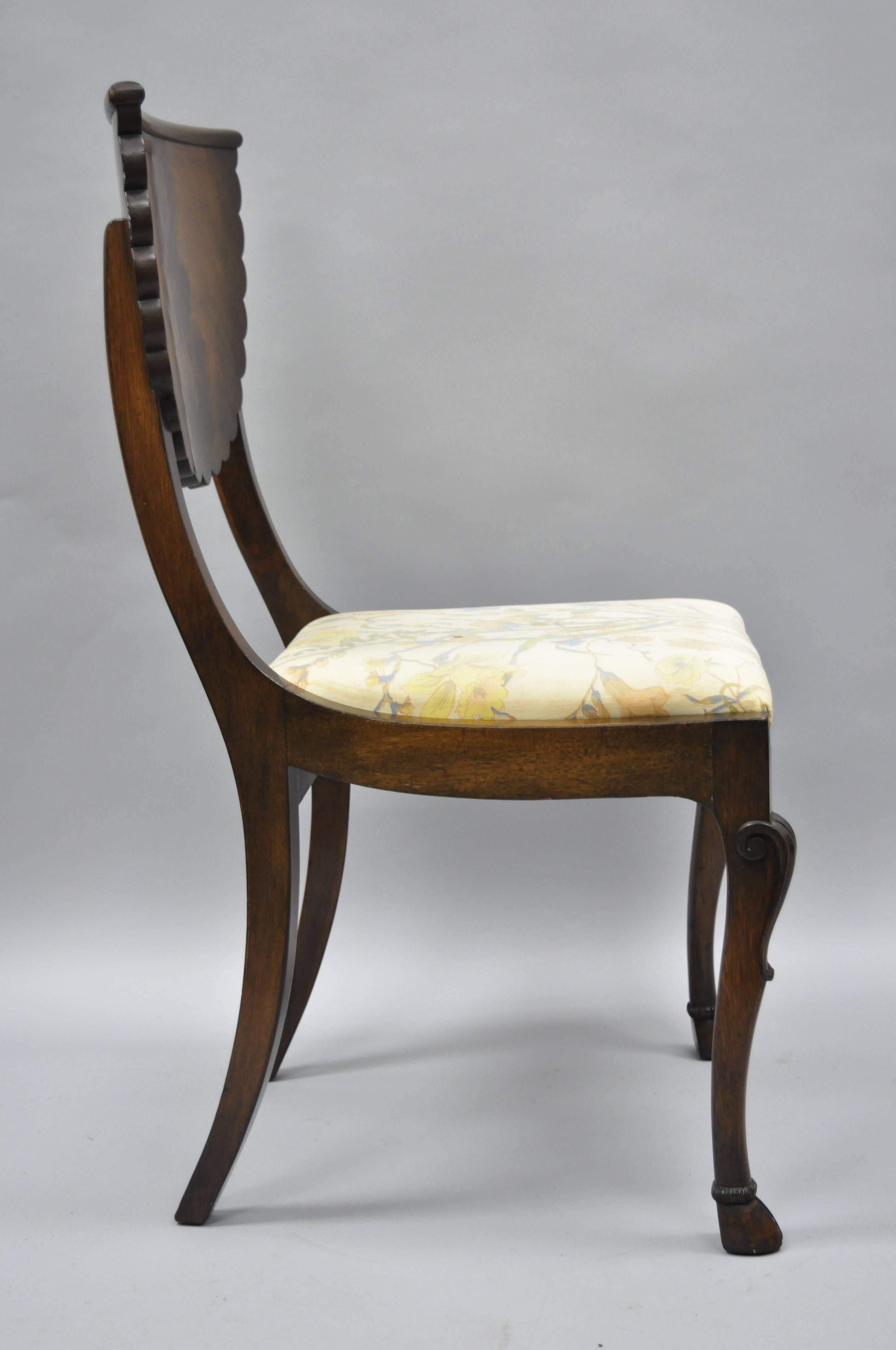 Set of 6 Crotch Mahogany Hoof Foot Regency Style Klismos Saber Leg Dining Chairs 2