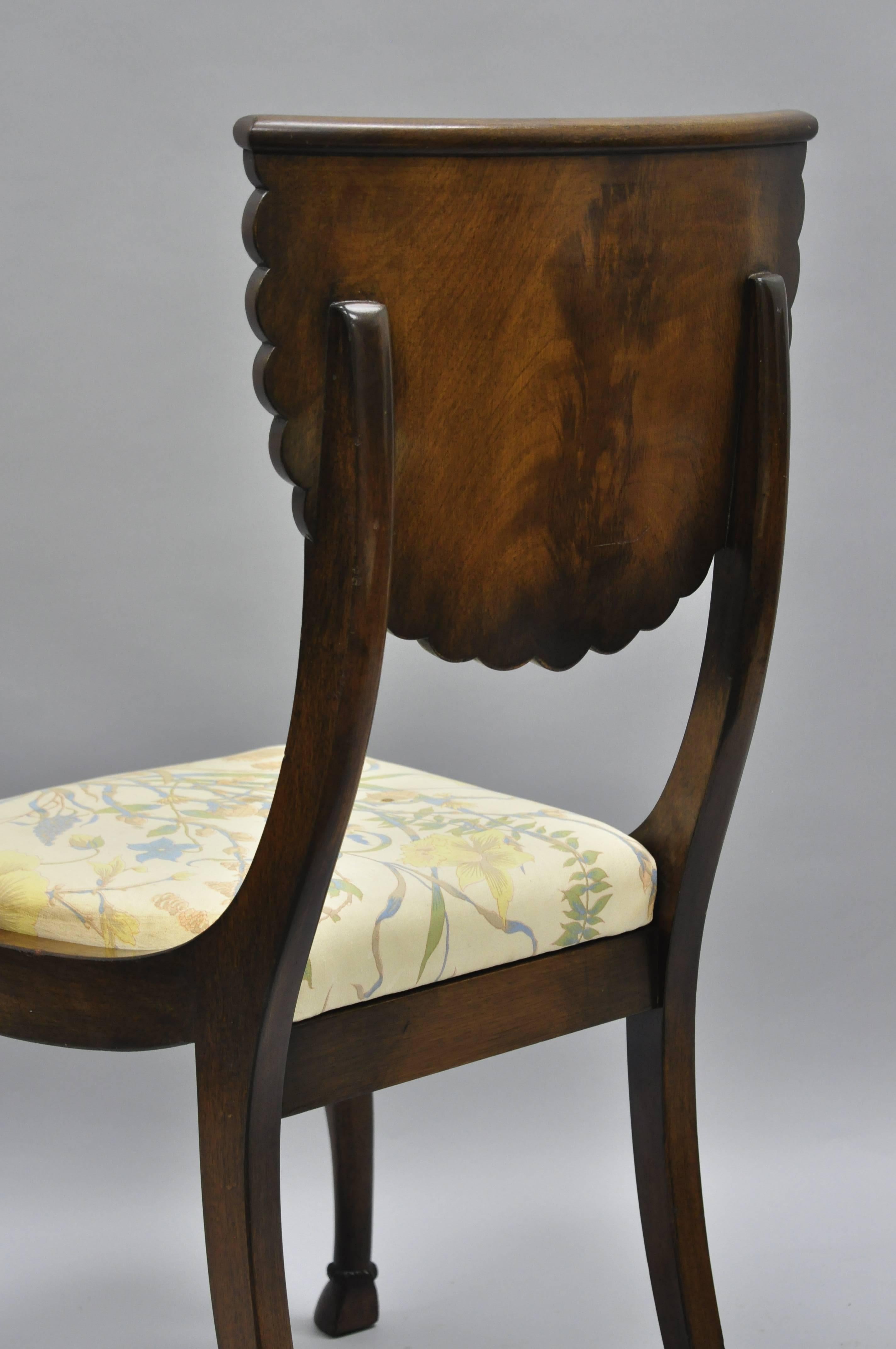 Set of 6 Crotch Mahogany Hoof Foot Regency Style Klismos Saber Leg Dining Chairs 5