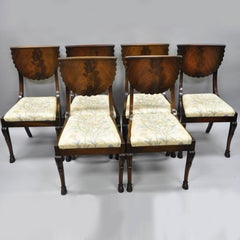 Set of 6 Crotch Mahogany Hoof Foot Regency Style Klismos Saber Leg Dining Chairs