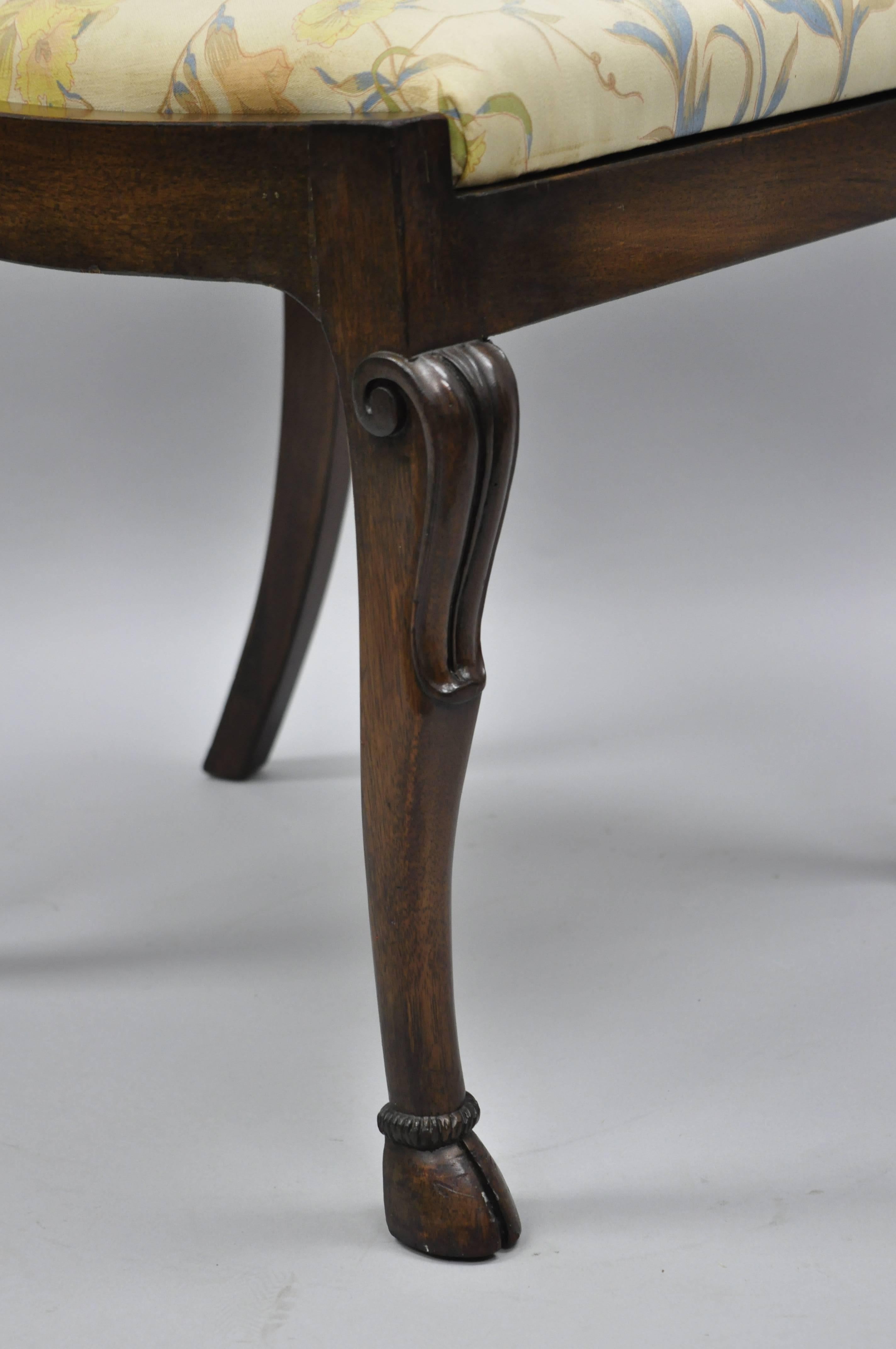 American Set of 6 Crotch Mahogany Hoof Foot Regency Style Klismos Saber Leg Dining Chairs