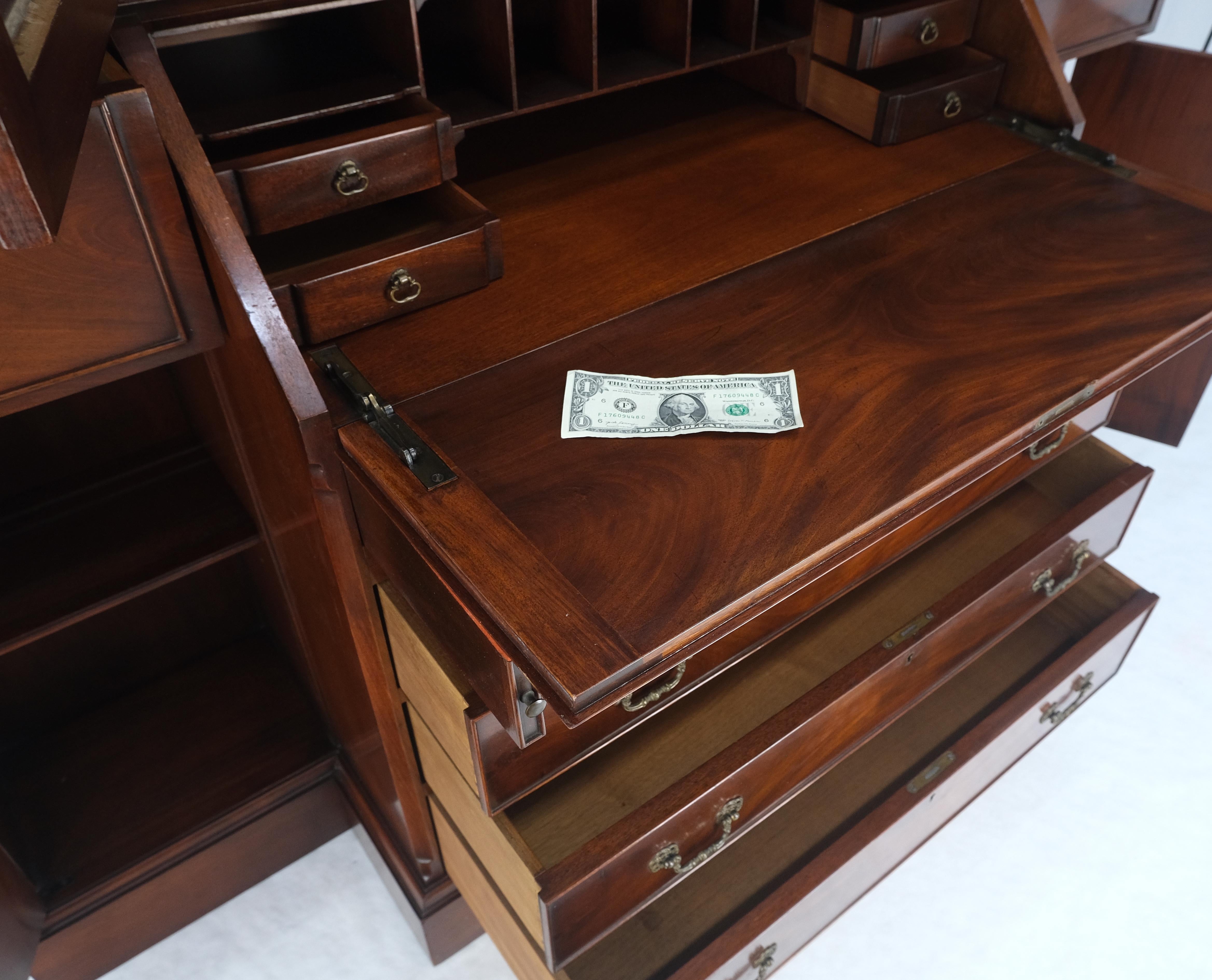 Crotch Mahogany Individual Glass Pains Door Drop Front Secretary Breakfront MINT For Sale 7