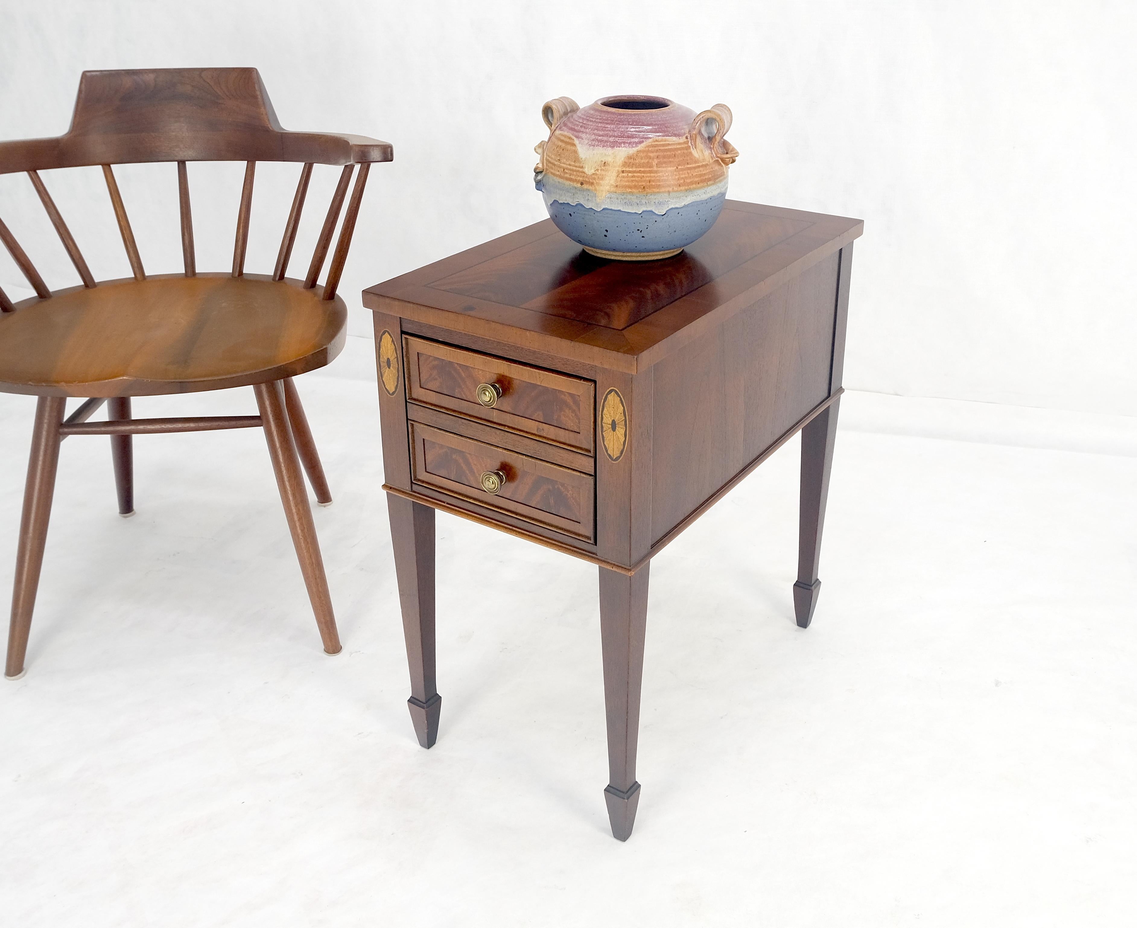Crotch  Mahogany Wood Inlayed Narrow Two Drawers Federal Style Stand MINT! 3