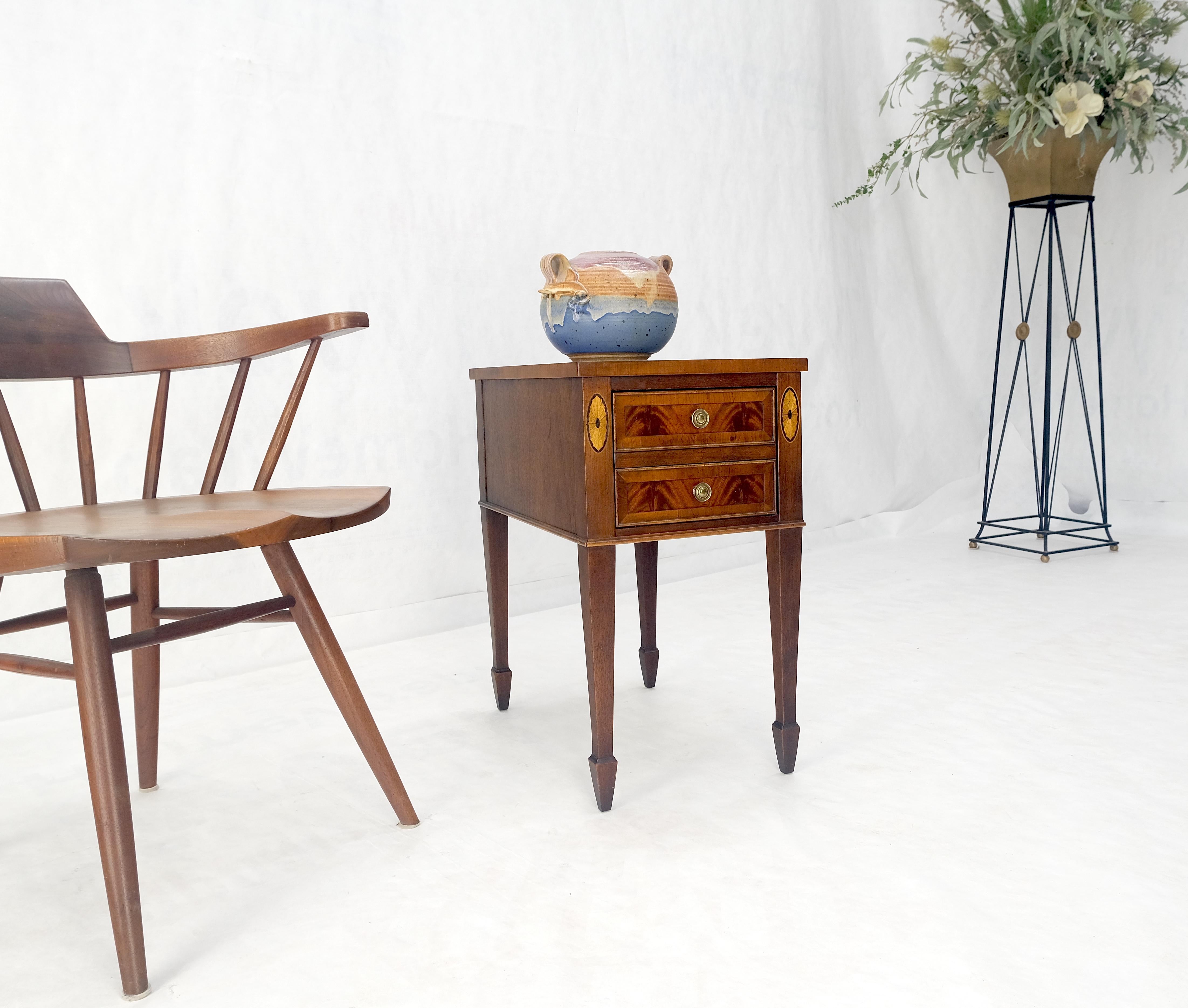 Crotch  Mahogany Wood Inlayed Narrow Two Drawers Federal Style Stand MINT! 4