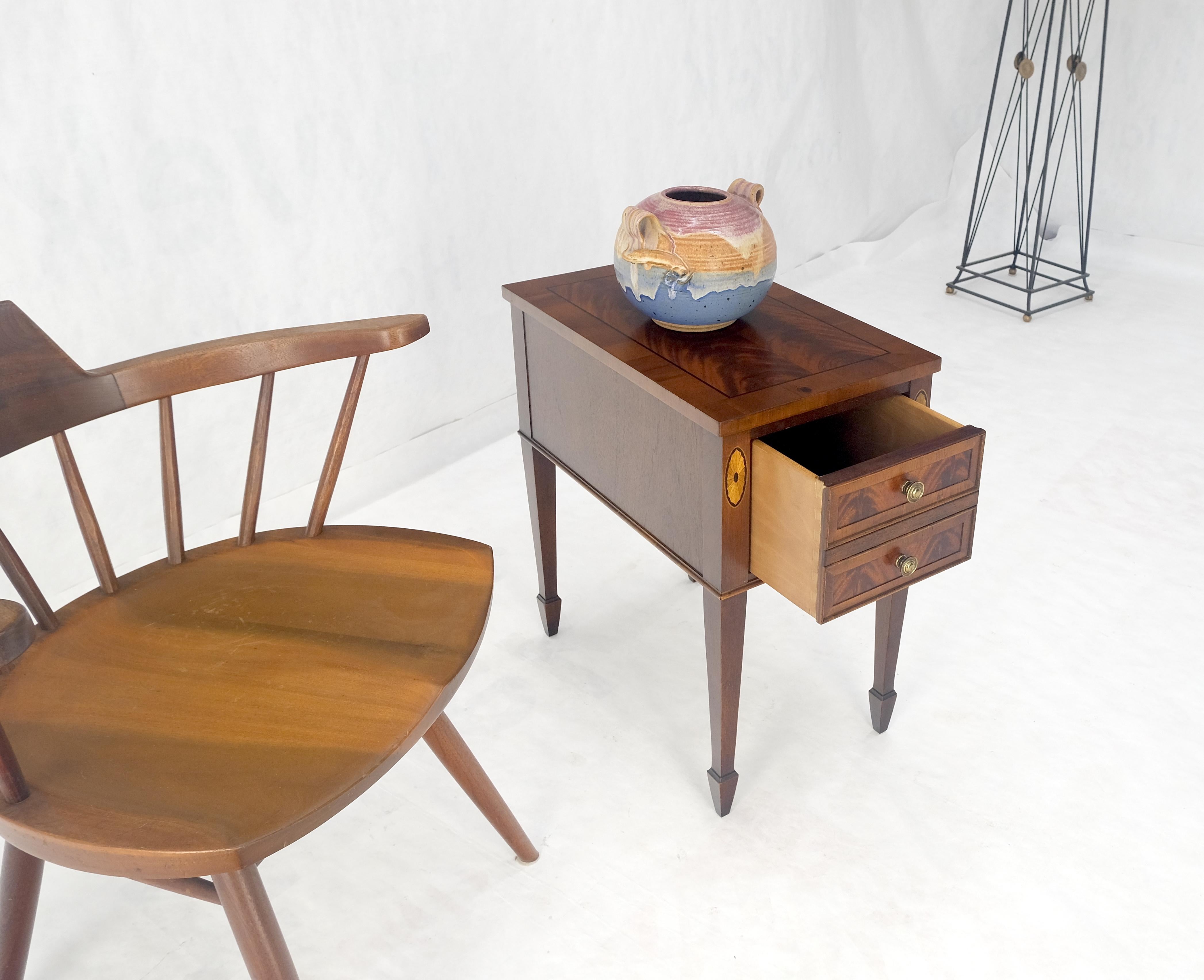 Crotch  Mahogany Wood Inlayed Narrow Two Drawers Federal Style Stand MINT! 7