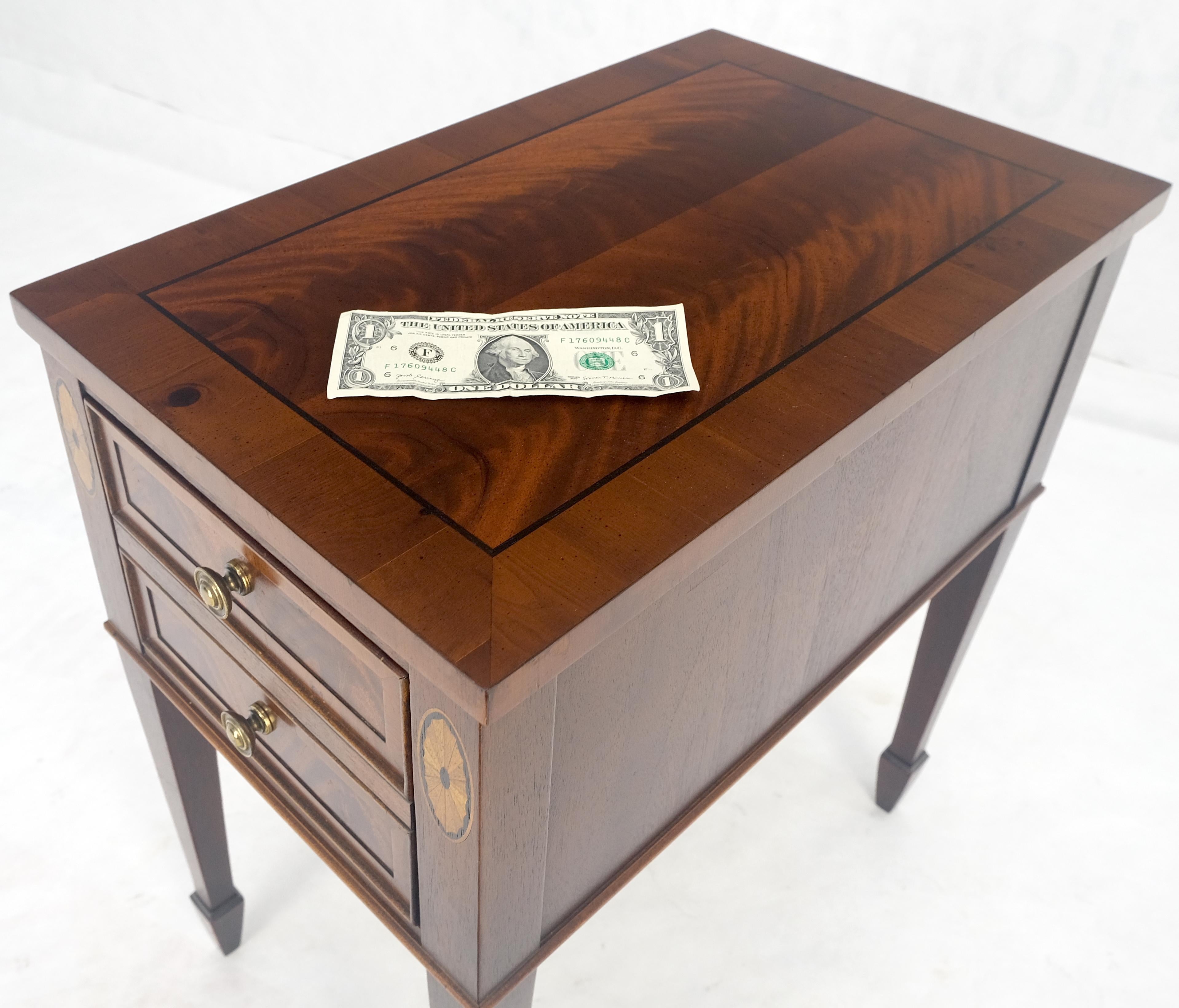 Crotch  Mahogany Wood Inlayed Narrow Two Drawers Federal Style Stand MINT! 12
