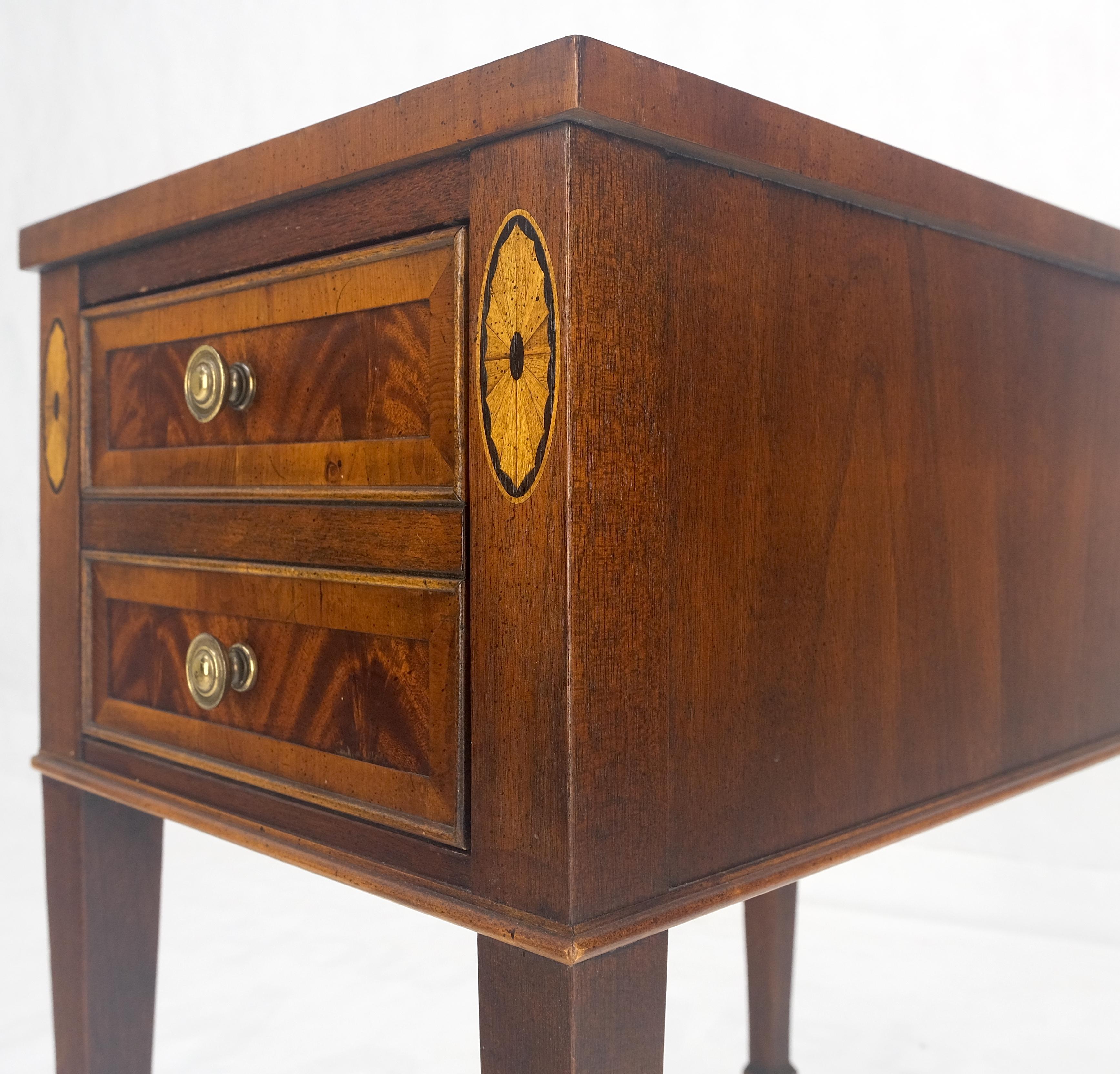 Mid-Century Modern Crotch  Mahogany Wood Inlayed Narrow Two Drawers Federal Style Stand MINT!
