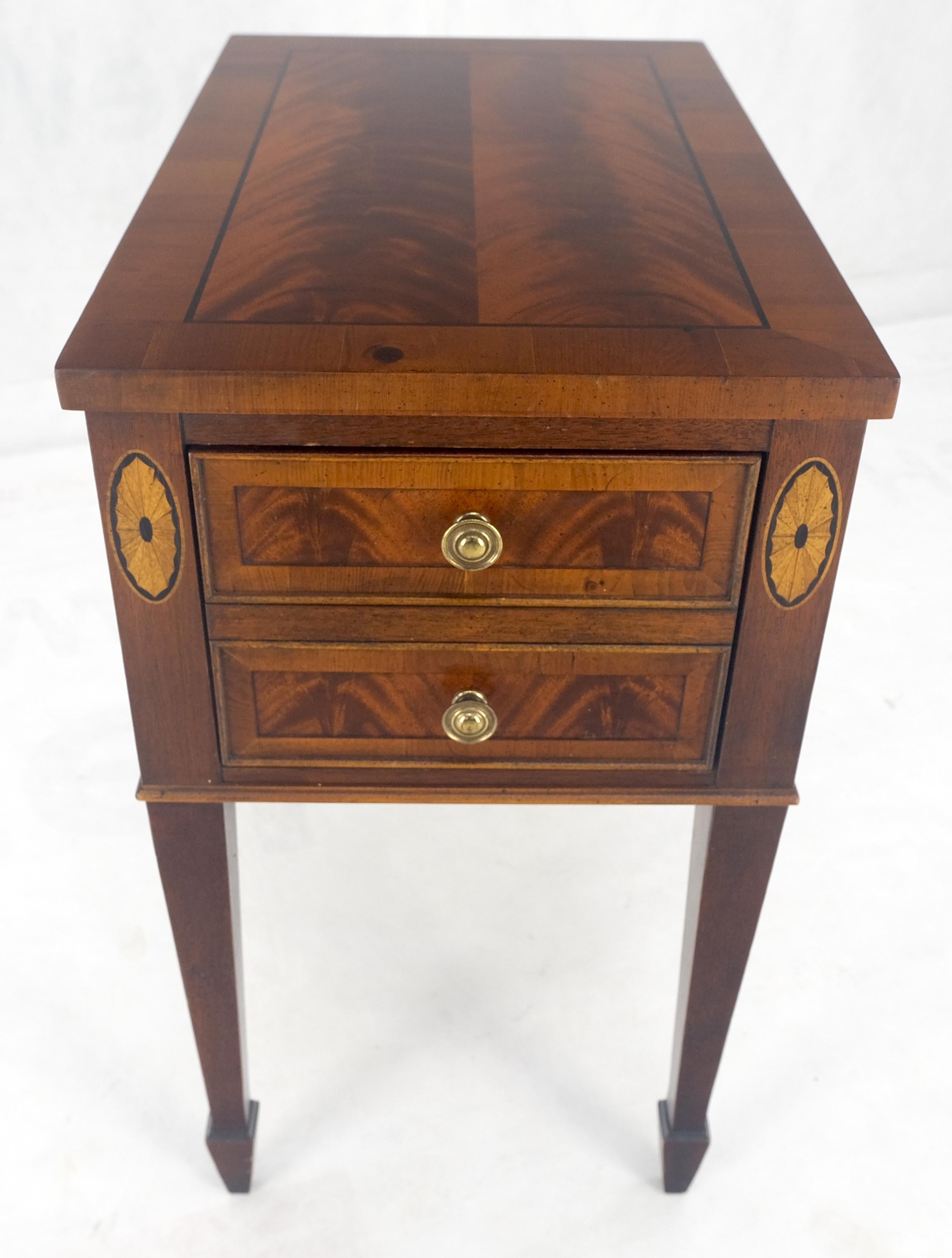 American Crotch  Mahogany Wood Inlayed Narrow Two Drawers Federal Style Stand MINT!