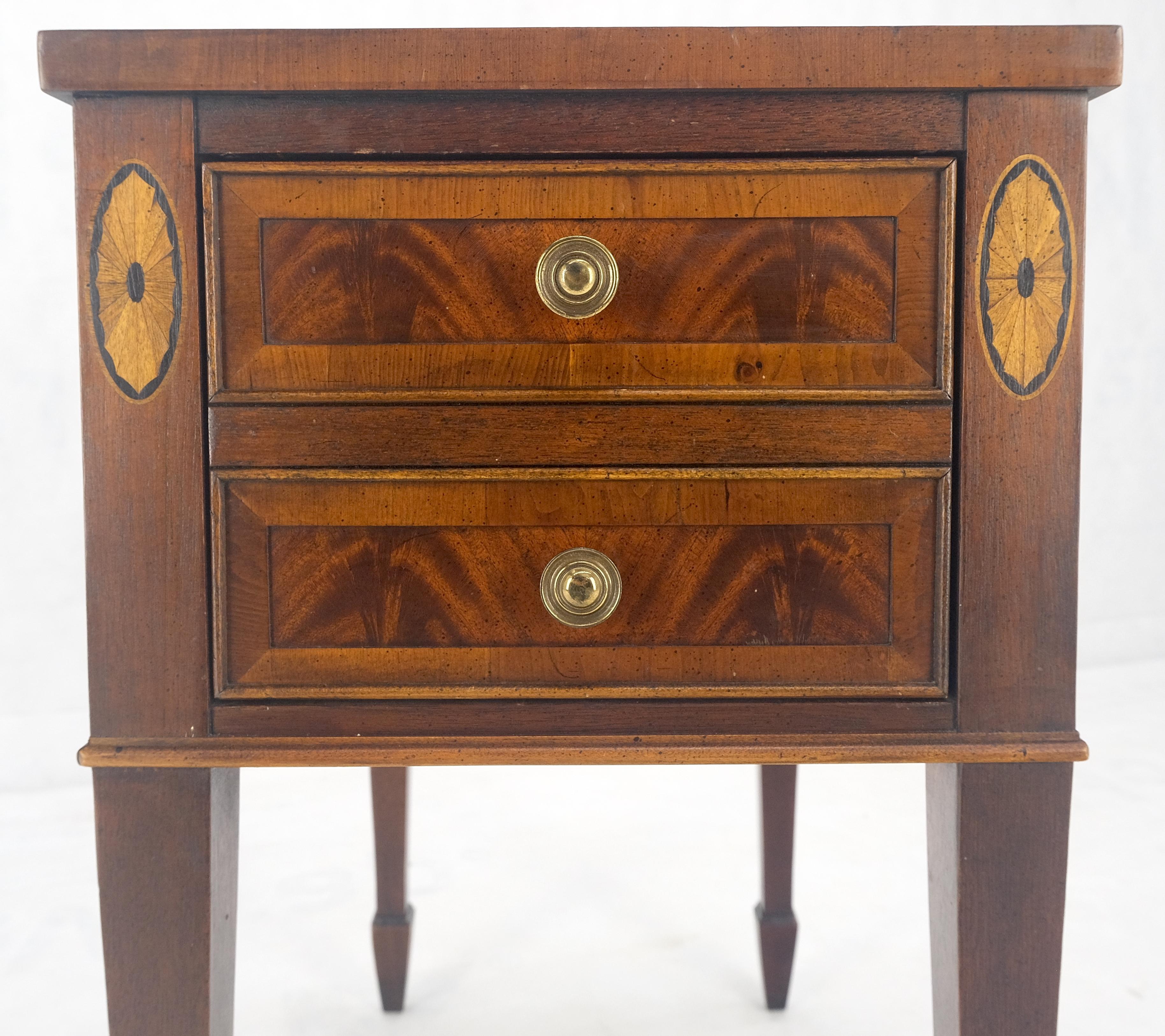 20th Century Crotch  Mahogany Wood Inlayed Narrow Two Drawers Federal Style Stand MINT!