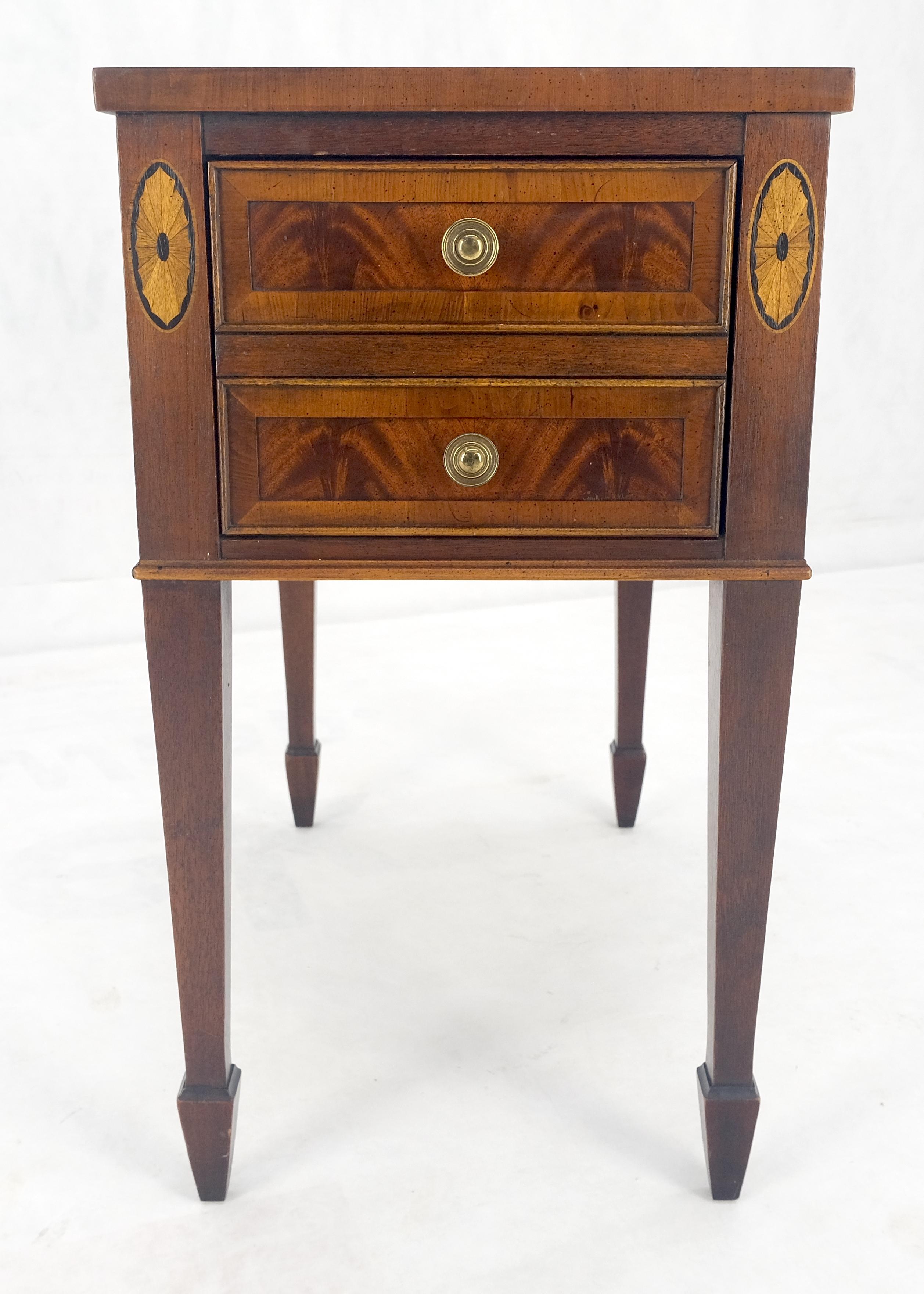 Brass Crotch  Mahogany Wood Inlayed Narrow Two Drawers Federal Style Stand MINT!