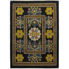 One-of-a-Kind Patterned & Floral Wool Hand-Knotted Area Rug, Onyx, 8' 10 x 12' 5