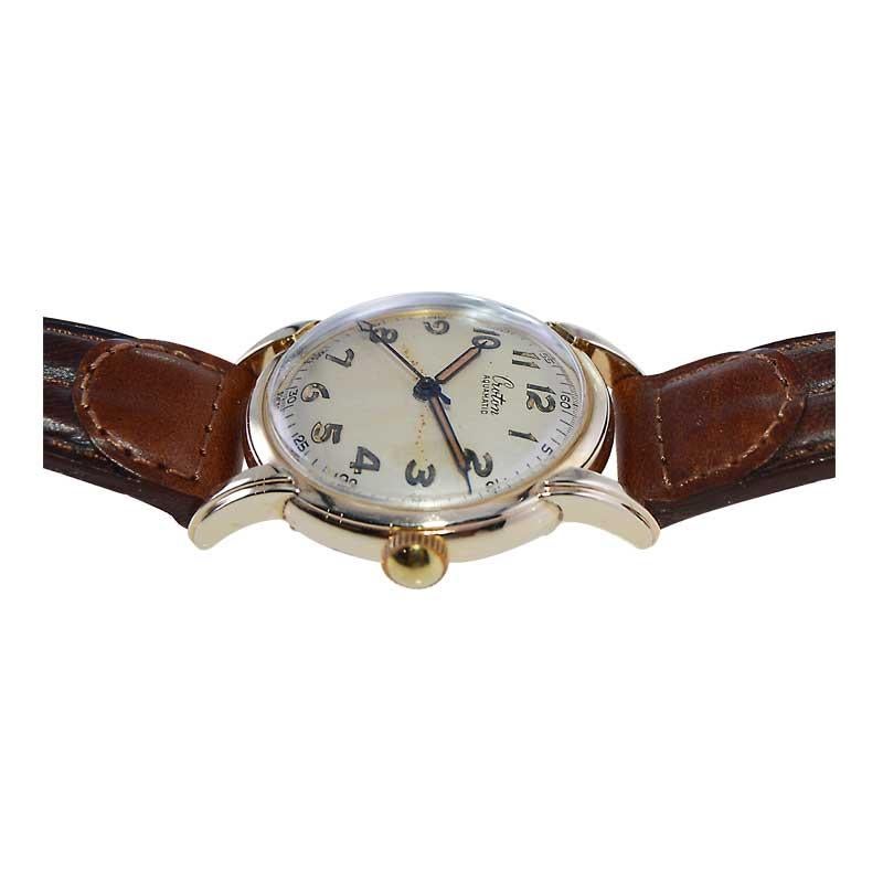 Croton Aquamatic Gold Filled Watch with Original Patinated Dial and Hands 1940's 3