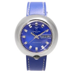 Croton Aquamatic UFO Steel Blue Dial Day Date Men’s Watch