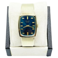 Vintage Croton Blue Dial 14K Yellow Gold with Box